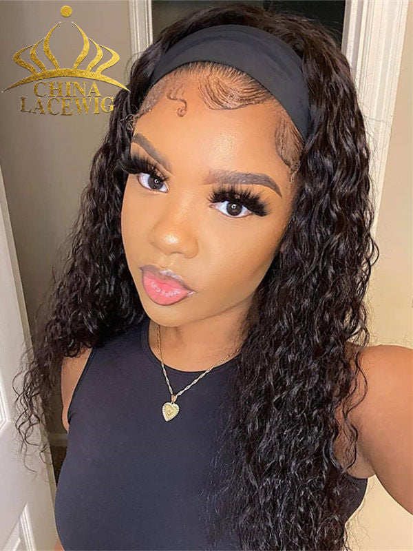 Chinalacewig 2021 Black Friday  Black Color Curly Headband Wig CF476