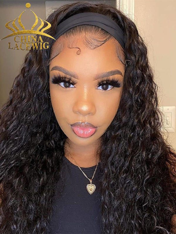 Chinalacewig 2021 Black Friday  Black Color Curly Headband Wig CF476