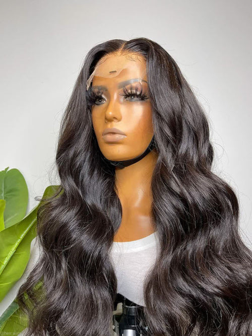 Chinalacewig Black Color 5×5 HD Lace Virgin Human Hair Body Wave Wig With Pre Plucked NCF90china lace wigs  shop human hair wigs wigs for women
