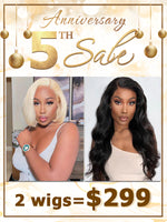 Chinalacewig Annversary Sale Blonde 613 Bob And Black Body Wave Transparent Lace Wigs CD04