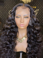 Chinalacewig Best Virgin Hair Loose Wave Black Color 360 HD Lace Frontal Wigs CF107