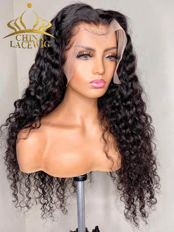 Chinalacewig Best Virgin Human Hair Deep Wave 360 HD Lace Wigs With Baby Hair CF228