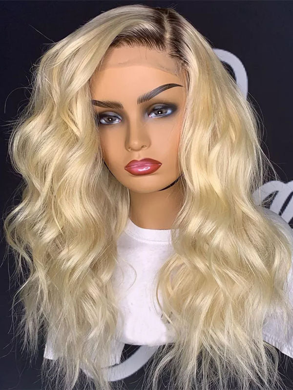 Chinalacewig Bleached Knots Body Wave 13x4 613 Ombre Color Lace Front Wig NCF129