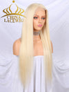 Chinalacewig Brazilian Hair #613A White Blonde Color Glueless Lace Front Wig CF017