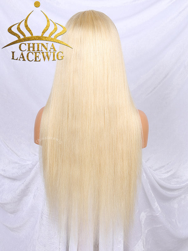 Chinalacewig Brazilian Hair #613A White Blonde Color Glueless Lace Front Wig CF017