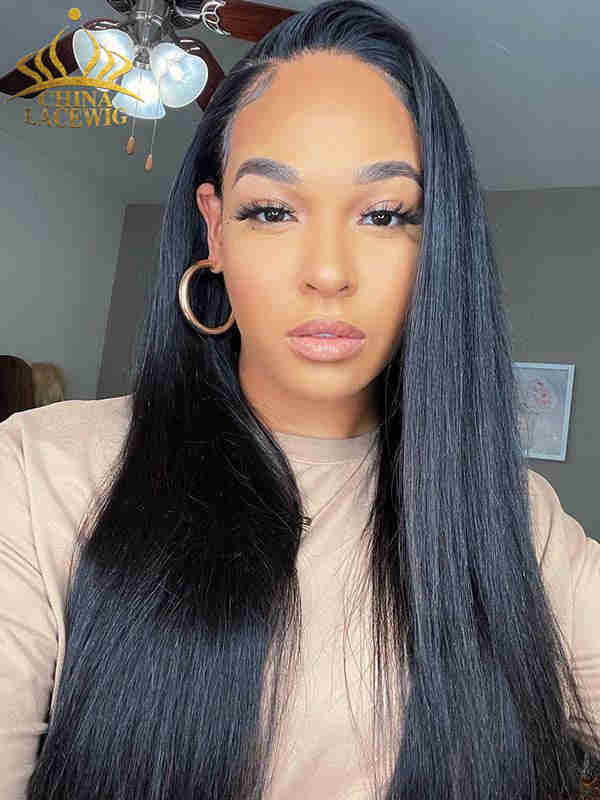 Brazilian Virgin Hair Light Yaki Full HD Lace Human Hair Wig With Bleached Knots CF182