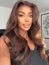 Chinalacewig Brown Color Body Wave Undetectable HD Lace Front Wig With Pre-plucked Hairline CF93