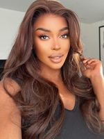 Chinalacewig Brown Color Body Wave Undetectable HD Lace Front Wig With Pre-plucked Hairline CF93