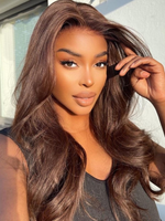 Chinalacewig Brown Color Body Wave Undetectable HD Lace Front Wig With Pre-plucked Hairline CF93