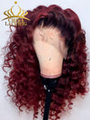 Chinalacewig Burgendy Red Wine Color Glueless Wig  360 HD Lace With Plucked Hairline NCF171