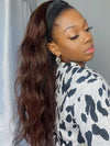 Chinalacewig Chestnut Brown Color Wavy Style Headband Wig With Black Roots CF563