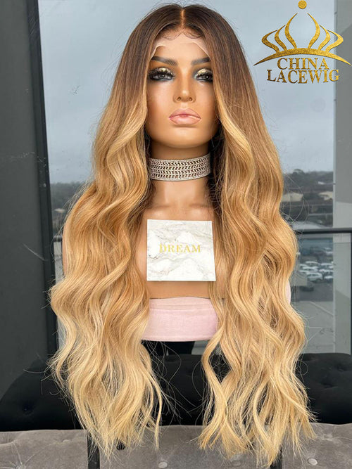 Chinalacewig Custom Wig HD full lace wig 30 inches Light Ash Blonde Color Human Virgin Hair C08