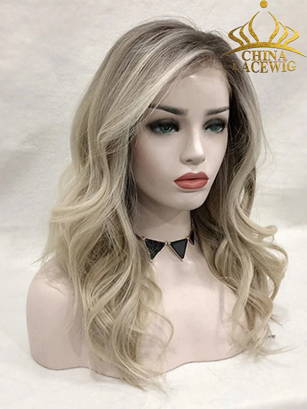 Chinalacewig Custom Wig Lace Frontal 18 inches Bleached Knots Human Virgin Hair C07