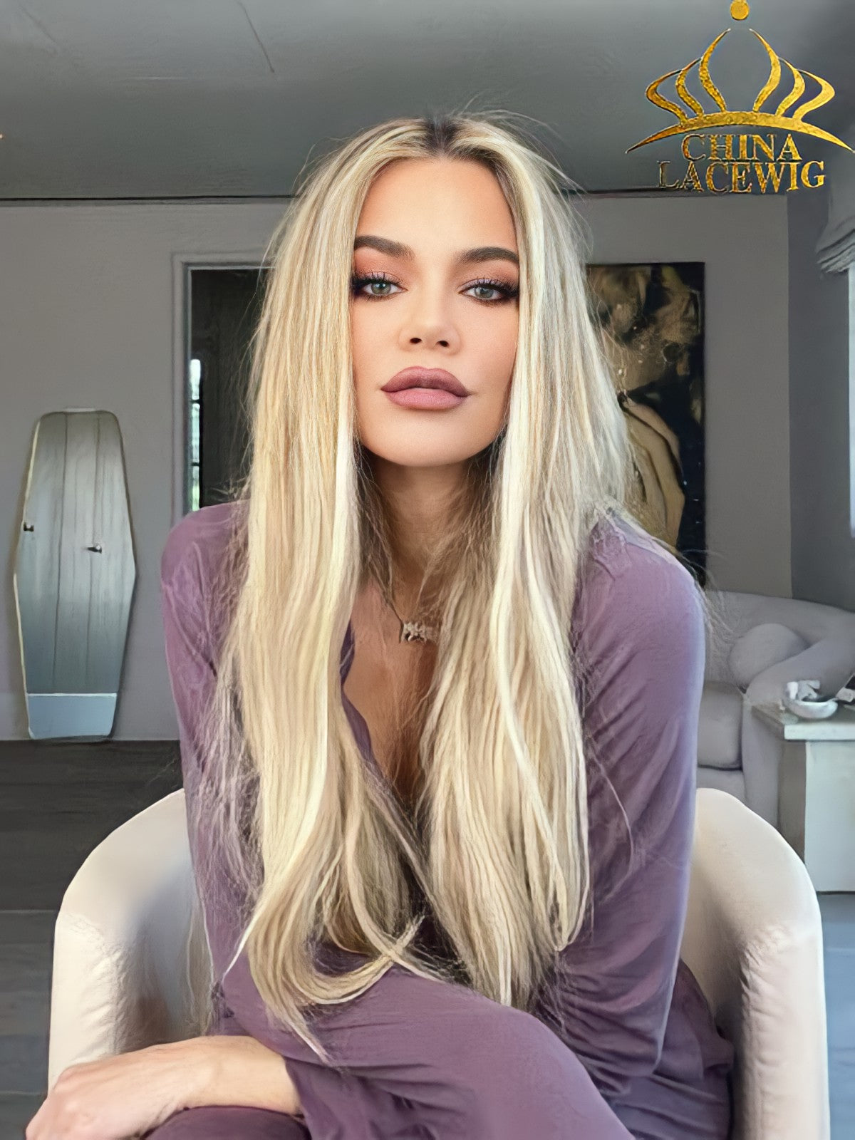 Chinalacewig Custom Wig Lace Frontal Blonde Color Bleached Knots Human Virgin Hair C05