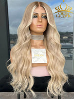Chinalacewig Custom Wig Lace Frontal Blonde Color Bleached Knots Human Virgin Hair C09