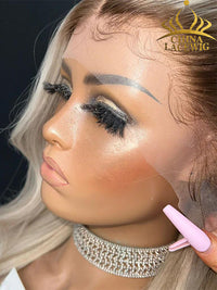 Chinalacewig Custom Wig Lace Frontal Blonde Color Bleached Knots Human Virgin Hair C09