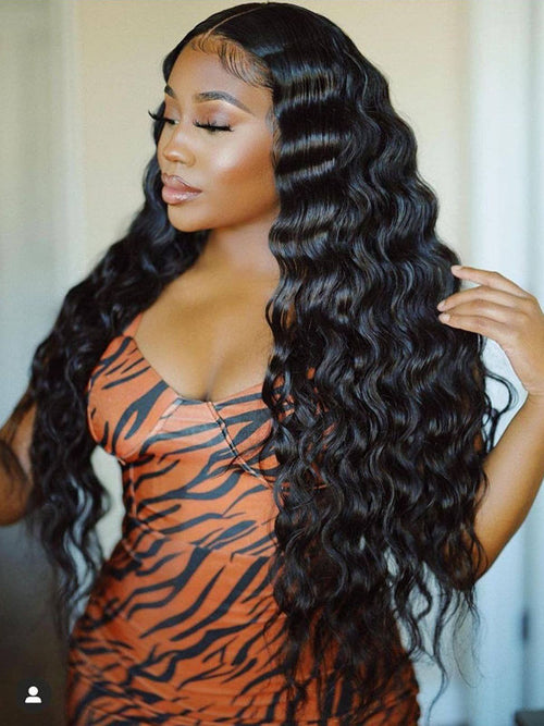 Chinalacewig Glueless 360 HD Lace Brazilian Deep Wave 180% Density Human Hair Wigs With Baby Hair NCF116