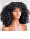 Chinalacewig Glueless Full HD Lace Kinky Curly Bob Human Hair With Bangs NCF35