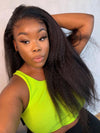 Chinalacewig Glueless Kinky Straight Full HD Lace Wig Human Hair With Bleached Knots CF341