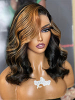 Chinalacewig 13X4 HD Frontal Wig Highlight Brown Bob Human Virgin Hair CS02