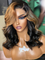 Chinalacewig Highlight Brown Bob Human Virgin Hair 5x5 HD Lace Closure Wig NY01