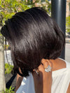 Chinalacewig Human Hair Blunt Cut Bob Relaxed Hair Yaki Bob Lace Front Wig CF061