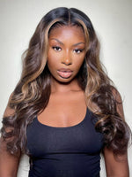 Chinalacewig Human Virgin Hair Highlight 360 HD Lace Wig With  Pre Plucked Elastic Band NCF12