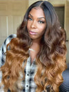 Chinalacewig Human Virgin Hair Ombre Brown 360 HD Lace Wig With  Pre Plucked Elastic Band CF75