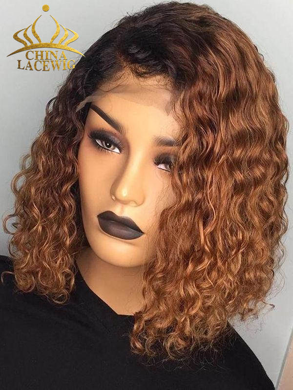 Chinalacewig Invisible HD Lace Deep Curly  Frontal Wigs With Pre Plucked Hairline NCF115