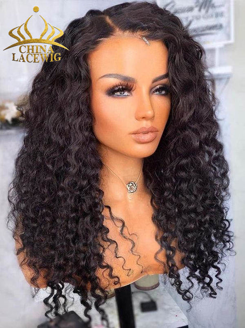 Chinalacewig Per Plucked Natural Color Curly 360 HD Lace Wig With Babyhair NCF125