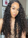 Preplucked Human Hair Black Color Deep Wave Full HD Lace Wig  CF219