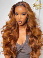 Chinalacewig Ombre Black Root Scottish Ginger Orange Color Human Hair Body Wave Transparent Lace Front Wigs NCF096