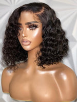 Chinalacewig Side Part Curly Bob Virgin Human Hair 5x5 HD Lace Closure wig NCF77