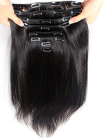 Chinalacewig Straight Natural Color Brazilian Hair Clip In Extension 10-24Inch CF520