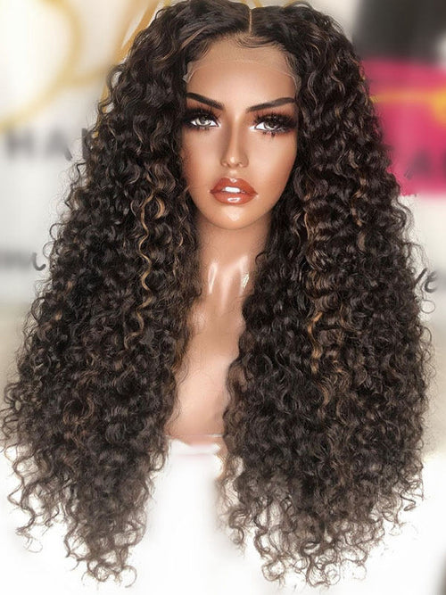 Chinalacewig Black Friday Sale Curly Lace Wigs Highlight Color 150% Lace Front Wigs CF487