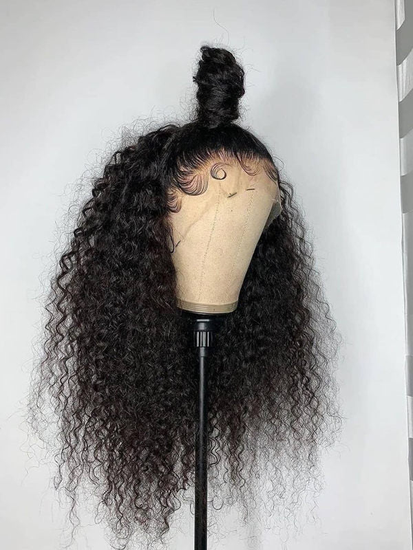 Chinalacewig Undetectable HD Lace Black Color Kinky Curly 13x6 Lace Front Wig With Pre Plucked NCF117