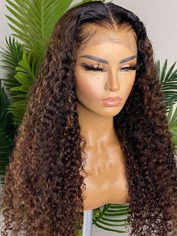 Chinalacewig Undetectable HD Lace Highlight Color 150% Curly 13x6 Lace Front Wigs CF313