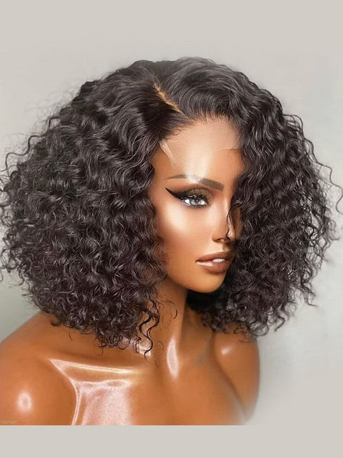 Chinalacewig Virgin Human Hair Black Color Deep Curly 5×5 HD Lace Wig With Pre Plucked NCF92china lace wigs  shop human hair wigs wigs for women