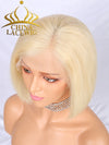 Chinalacewig #613 Blonde Color Hair Brazilian Human Hair Straight Short Bob Lace Front Wig NCF36