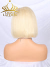 Chinalacewig #613 Blonde Color Hair Brazilian Human Hair Straight Short Bob Lace Front Wig NCF36