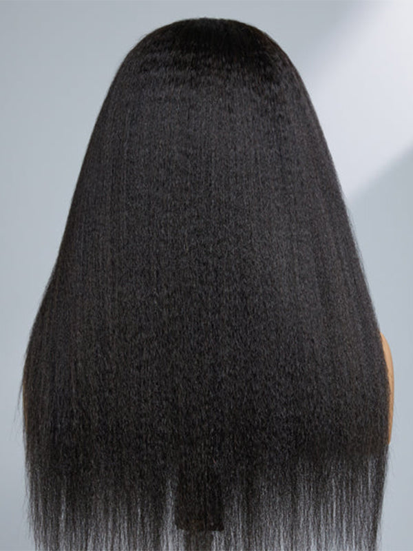 Chinalacewig Kinky Straight 4C Edges Curly Baby Hairline 5x5 Glueless HD Lace Front Wig NEW007