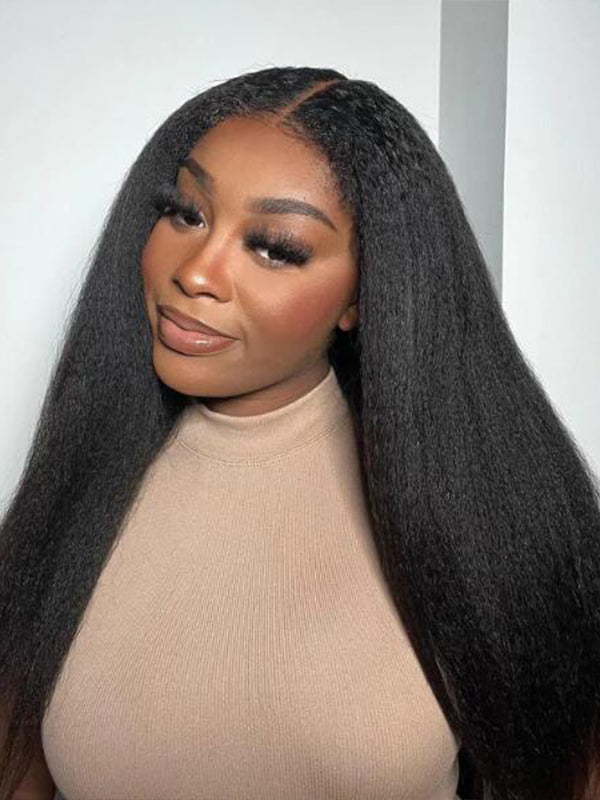 Chinalacewig Kinky Straight 4C Edges Curly Baby Hairline 5x5 Glueless HD Lace Front Wig NEW007