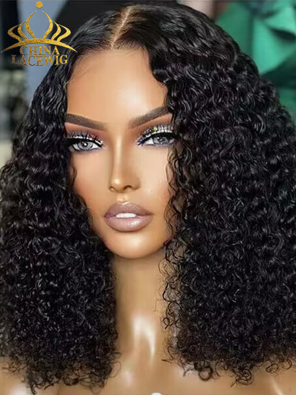 Chinalacewig 5x5 HD Lace Wig Curly Bob Human Virgin Hair CS04
