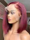 C part Burgundy 99j Straight Human Hair Bob Wigs For Women Short Cut Preplucked CF554 one length short hair styles