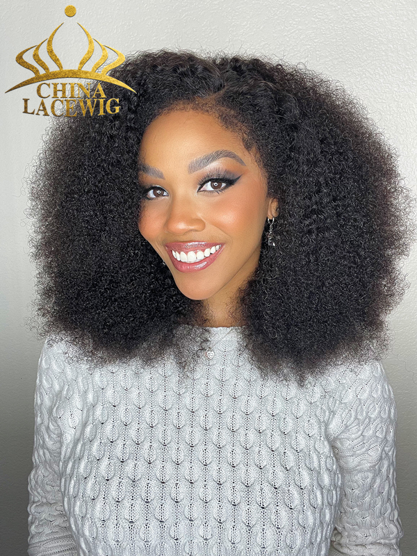 Chinalacewig Type 4C Edges Curly Baby Hairline Undetectable HD Lace Front Wig Afo Curly With Pre-plucked 4C Natural Hairline NEW005