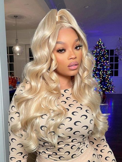 Glueless For Beginners Gorgeous Blonde  Human Hair 13x4 Transparent Lace Front Wig NCF95