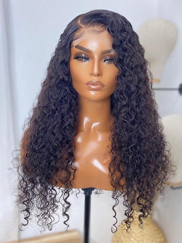 Chinalacewig Natural Color Deep Curly 5x5 HD Lace Front Wig With Pre-plucked CF420