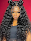 Virgin Human Brazilian Hair Black Color Curly 360 HD Lace Wigs With Pre Plucked  NCF111