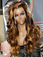 Chinalacewig Ombre Brown Color Body Wave 13x6 HD Lace Front Wig With Pre Plucked NY03