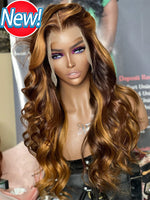 Chinalacewig Ombre Brown Color Body Wave 13x6 HD Lace Front Wig With Pre Plucked NY03